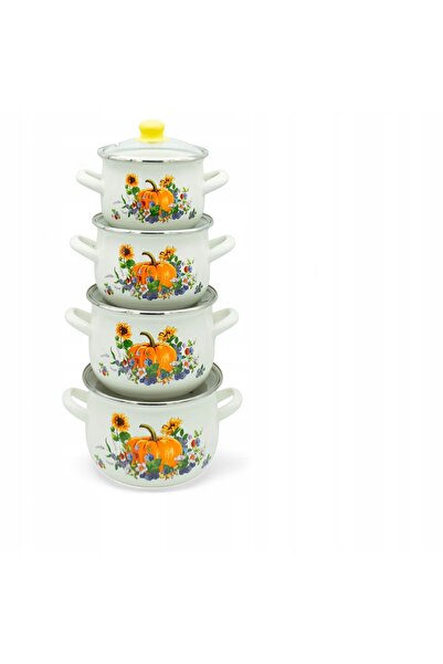 NO BRAND Oală emailată tip belly, 20 cm, formă de dovleac, 1 buc.