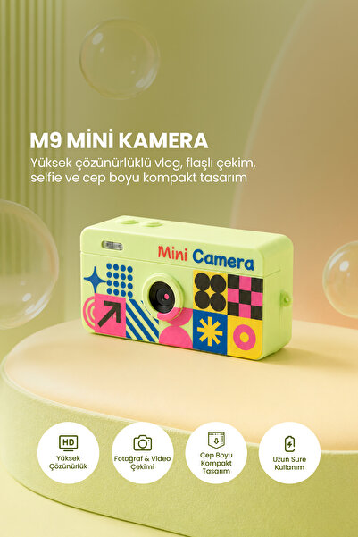 Pikas Joyplus Mini Anahtarlık Dijital Fotoğraf Makinesi Retro Filtreli Mini Video Kamera M9