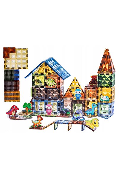 NO BRAND Blocuri magnetice DINOSAURI 116 piese Joc creativ pentru copii de 3,...