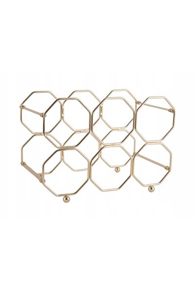 Present Time Suport pentru 6 sticle metalice aurii cu design de fagure de mie...