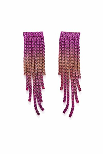 TRENZ Cercei lungi cu cristale multicolore, Trendz, design tip cascadă, degra...