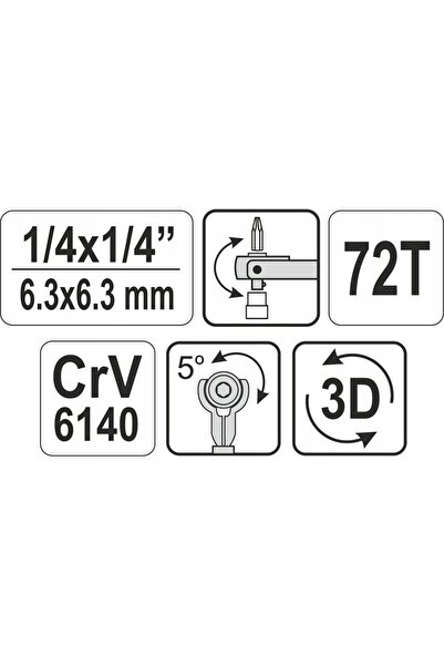 yato Cheie tubulară și de biți 2 în 1, cu cap rotativ de 1/4''