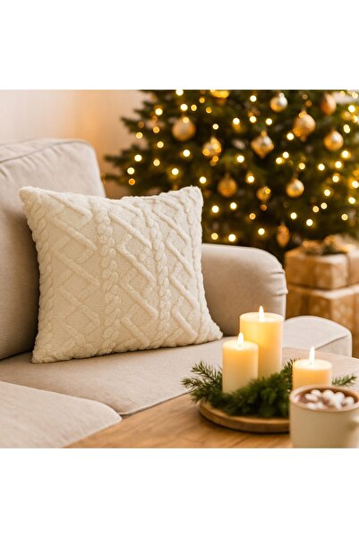 Home Styling Collection PERNĂ DECORATIVĂ 45 X 45 CM ALBĂ POLIESTER CU FERMOAR