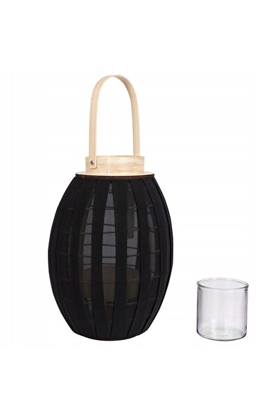 Home Styling Collection Felinar din lemn negru pentru lumânări, stil BOHO, pe...