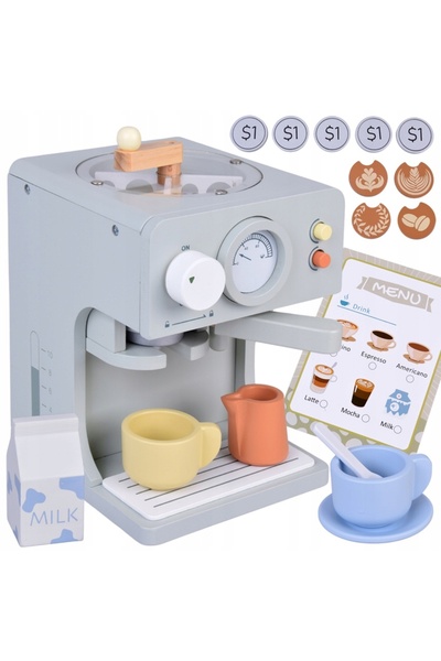 Jokomisiada Aparat de cafea din lemn - set perfect pentru micul barista 18ele...
