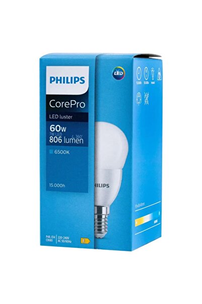 Philips Bec LED E14 7W = 60W 806lm Alb Rece 6500K 230V corepro 10x