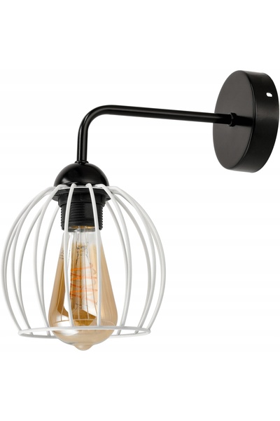 NO BRAND Aplică de perete neagră, LED, stil Loft Edison, cu abajur alb, 1x E27
