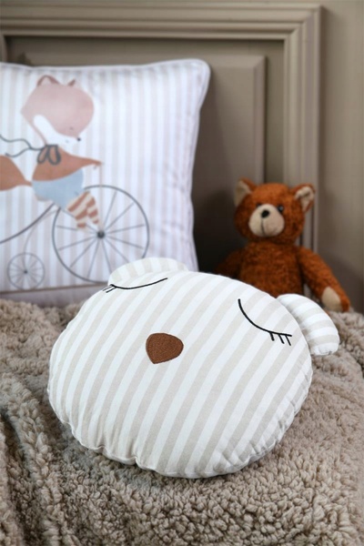 Stof Pernă decorativă pentru copii, din bumbac, cu dungi, circulară