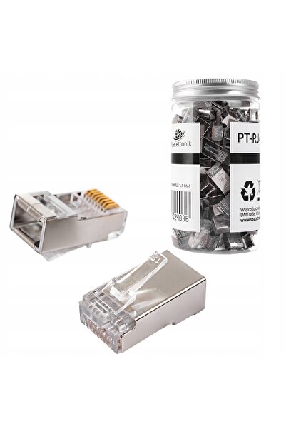Spacetronik Conector RJ45 pass-through Cat6 FTP PT-RJ456FT-11 100 bucăți Pass...