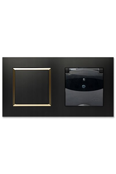 NO BRAND Priză ermetică cu întrerupător pojelektric cu ramă Ospel Aria Negru ...
