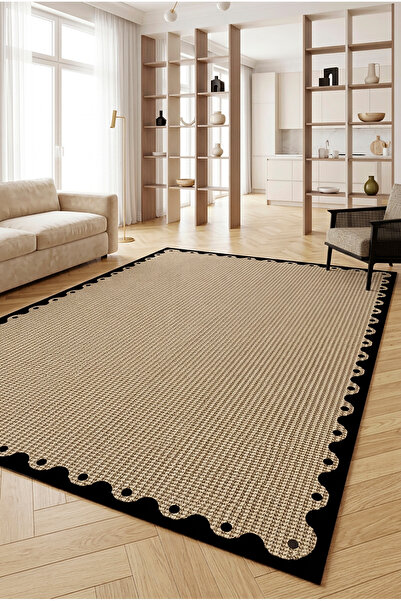 Decomia Home Dijital Kaymaz Yıkanabilir Jüt Desenli Salon Halısı Mutfak Halıs...