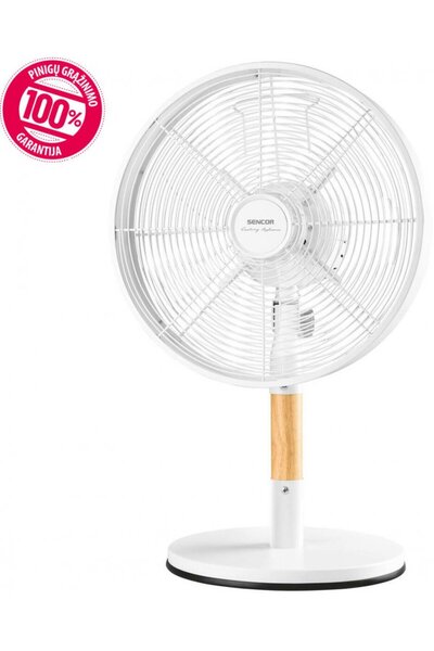 Sencor Ventilator de birou 3080 alb 30cm 35W metalic cu elemente din lemn