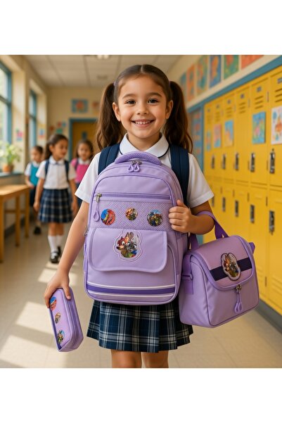KY A+ Quality Lilac Girl Rabbit Fox Primary School Orthopedic 3-Piece Set wit...