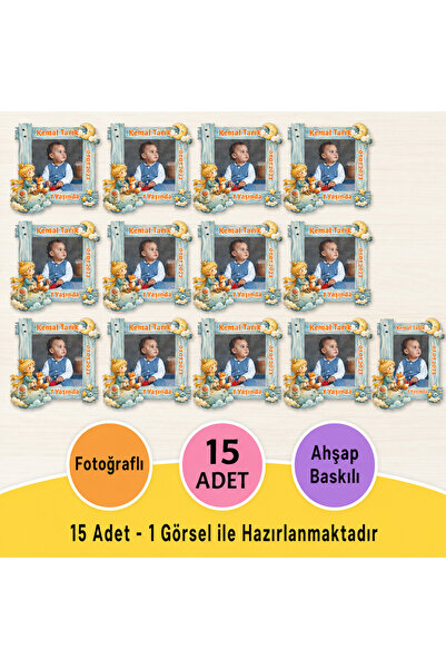 wonderlike 15 Adet Küçük Prens Temalı Fotoğraflı Ahşap Doğum Günü Magnet