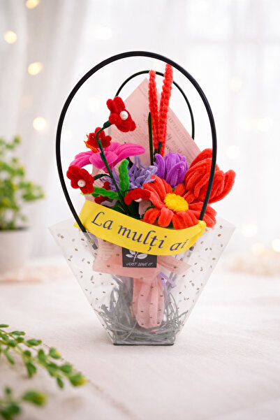 Generic Brand Buchet Handmade cu Lalele si Flori Decorative din sarma plusata...
