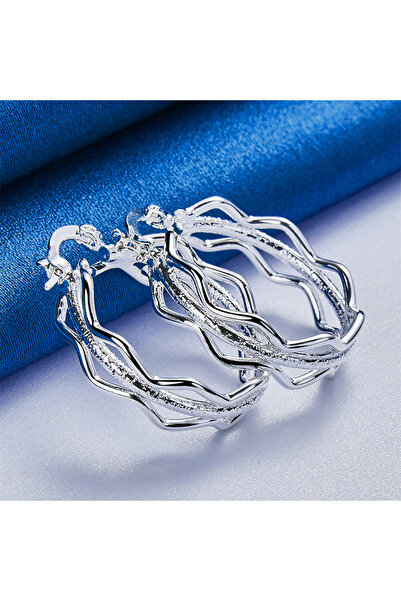 Choice Silver 1 Pair 925 Sterling Silver 27mm Multi-Tiered Round Delicate Hoo...