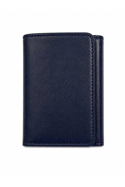 MASSARELLI Hakiki Deri Dikey Mıknatıslı Unisex Lacivert Cüzdan Hediye Kutulu ...