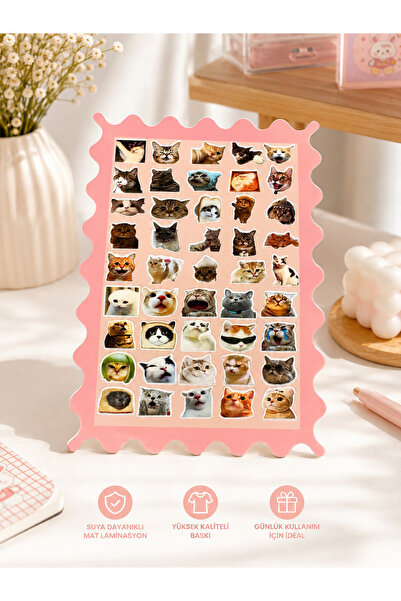 Genel Markalar 50’li Komik Kedi Sticker Seti – Sevimli Kedi Çıkartmaları | La...