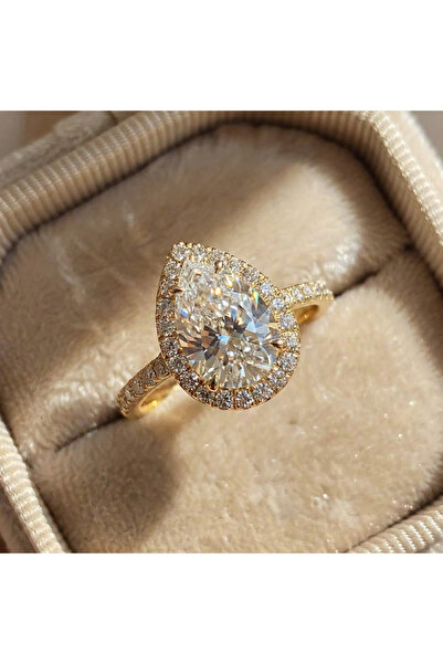 Choice3 7 Gold 1 Carats 925 Sterling Silver 1CT Simple Sparkling Pear Shape Z...