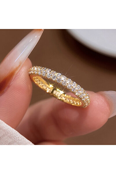 Choice1 8 Gold 925 Sterling Silver Gorgeous Sparkling Double Layer Zircon Rin...