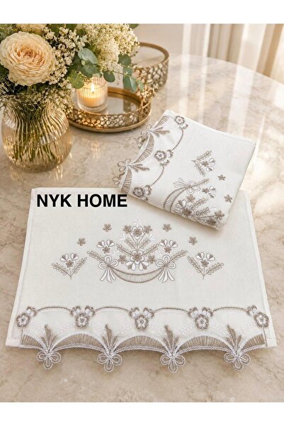 NYK HOME Guipure Hand Towel Velvet Embroidered Luxury Dowry Towel 50X90 Hand ...