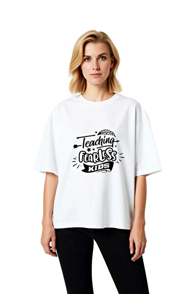 PayBuy Women's Oversize Short Sleeve T-Shirt Teacher Theme Printed Relaxed Fi...