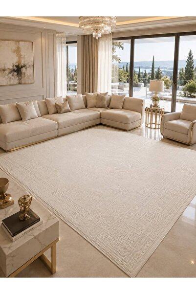 Neşem Halı Boutique EKO HALI Rivera RVR 02 White Modern ve Klasik Desenli Yük...