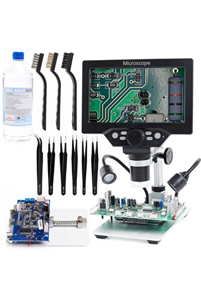 TECHREBAL Microscop Digital x1200 + 3 perii + 6 pensete + Suport PCB + Alcool 1l