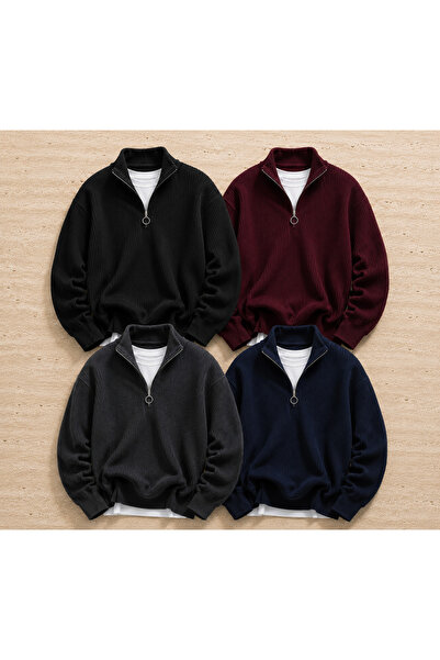 oneoff 4-Piece Advantageous Men's Casual Half-Zip Winter Knitwear Thessalonik...