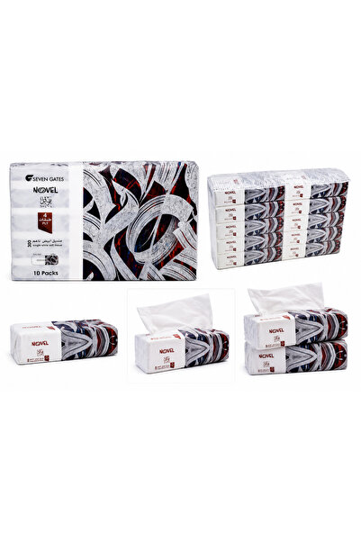 NOVEL 10-pack tissue tie - ultra soft facial tissues - 4 layers - 100% natura...
