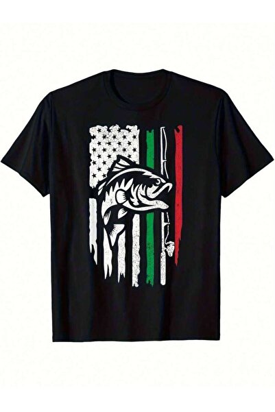 21JNRY Men's Shirt American Flag-Inspired Patriotic Design Perch Fish Graphic...