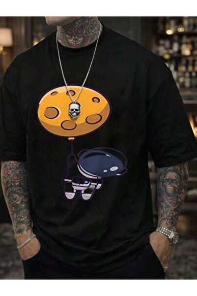 21JNRY Men'S Astronaut With Moon Balloon Graphic T-Shirt,Men Vacation Outfit,...