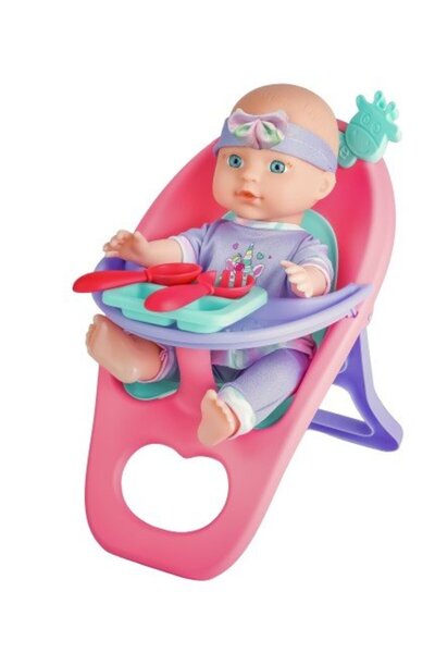 MalPlay Papusa bebe Sweet Love, cu scaunel de masa si accesorii de hranire in...