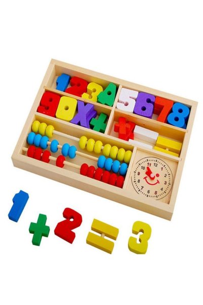 Fatio Digital Learning Box Multi-Function Digital Computing Toy Wooden Educational Toys Abacus Alarm Clock