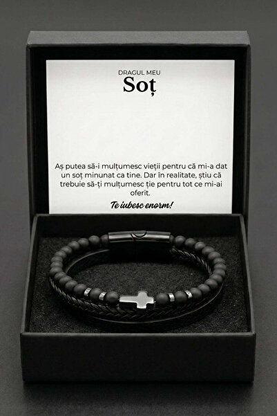 The Jewel Heart Brățară din Piele pentru Bărbați, cu Mesaj Personalizat, Cado...