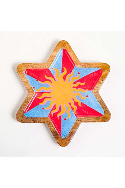 Zsa Zsa Zsu Lakrı Mango Ağacı Dekoratif Kase 22x22x1.5 Cm Mavi - Kırmızı