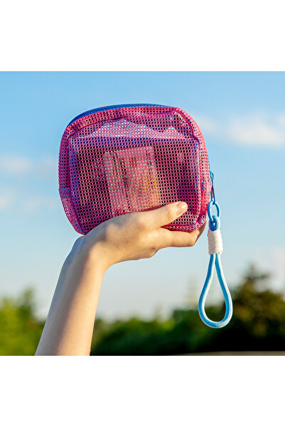 Choice4 HotPink-with handle Mesh Pouch Dopamine-Colored Travel Portable Charg...