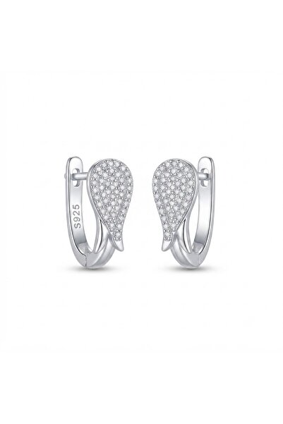 PIETRICELE Cercei Half Heart, Argint 925 placat cu rodiu, zirconii