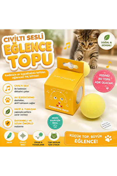 Cıvıltı Sesli Kedi Oyun Topu - İnteraktif Eğlence Topu