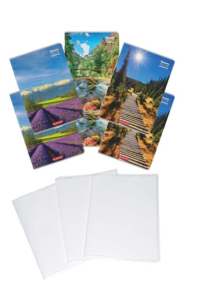 Herlitz Pachet 5 caiete A4 + coperti, 100 file, patratele, hartie 70 g/mp FSC...