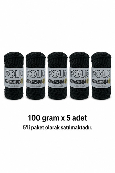 BD fold yarn Foldyarn Simli Polyester Makrome No.3 100 Gr - 115 M - 1 Mm Kalı...