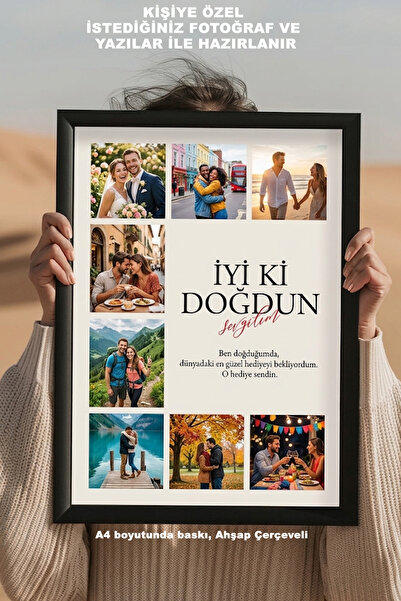 HEDİYELİKS Sevgiliye Hediye, Sevgili Hediyesi Kişiye Özel Fotoğraflı Tablo, D...