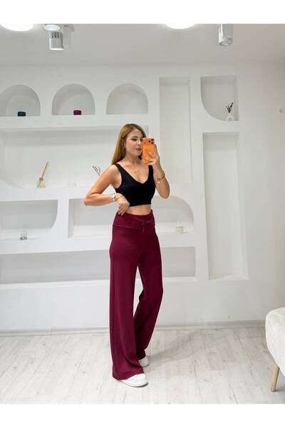 Trendingsize Modalne teksturirane pantalone visokog struka