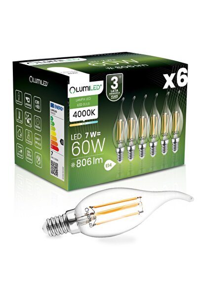 Lumiled 6x Bec LED E14 tip lumânare BA35 7W = 60W 806lm 4000K Neutră 360 °   ...