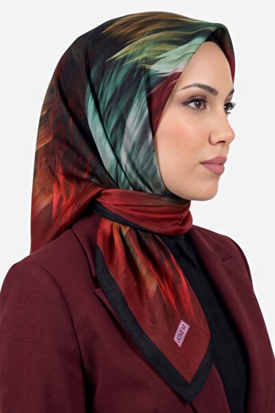 hadiora Women's Black Burgundy Brush Pattern Ready-To-Wear Cotton Muslin Hijab