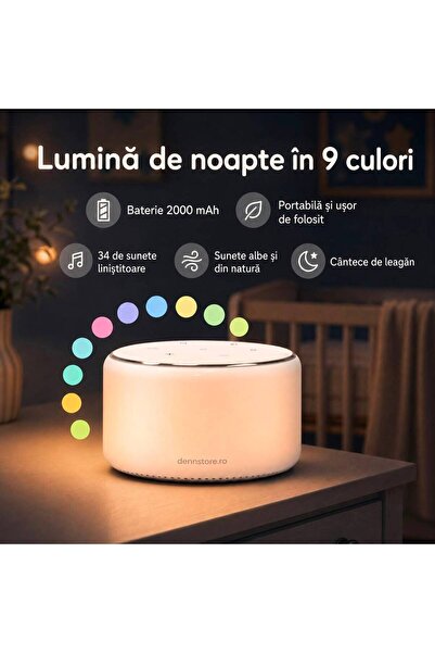 Denn Store Lampa de veghe cu sunete albe pentru copii si adulti, 34 sunete al...