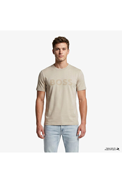 BOSS Iconic Logo Erkek Bej T-Shirt