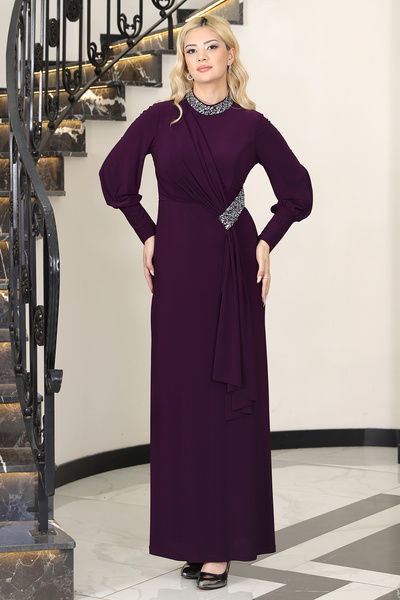 Central Of Moda Melissa Şık Taşlı Sarkaçlı Tesettür Abiye Elbise
