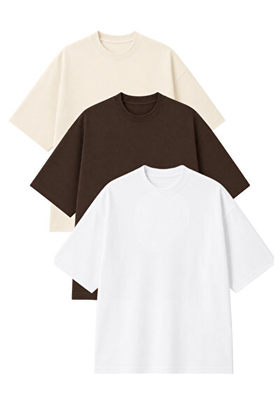 Kozik Tricou oversize pentru bărbați, 100% bumbac, simplu, cu numărul 3!