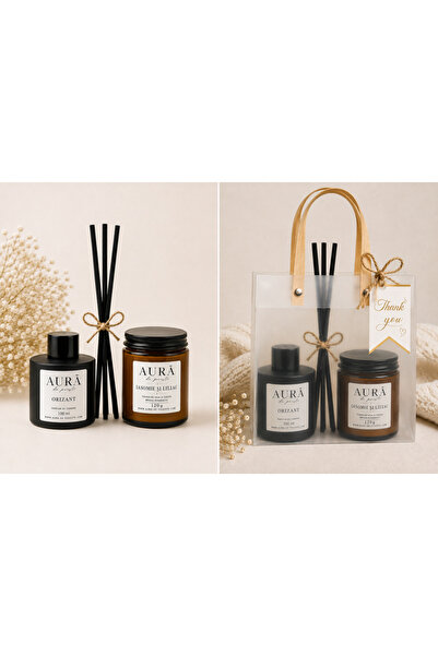 OEM Set cadou Aura Poveștii – Lumânare Iasomie și Liliac 120 g + Parfum de ca...